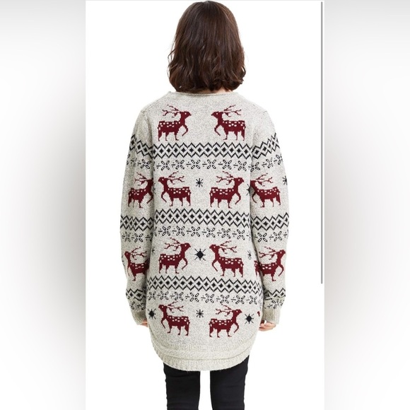 Shineflow-Reindeer Snowflake Midi Christmas Pullover Sweater Tunic-Size:Medium - Picture 3 of 9
